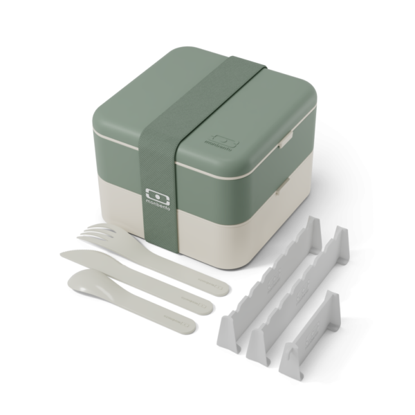 קופסת אוכל כפולה ירוקה 1 ליטר Monbento I