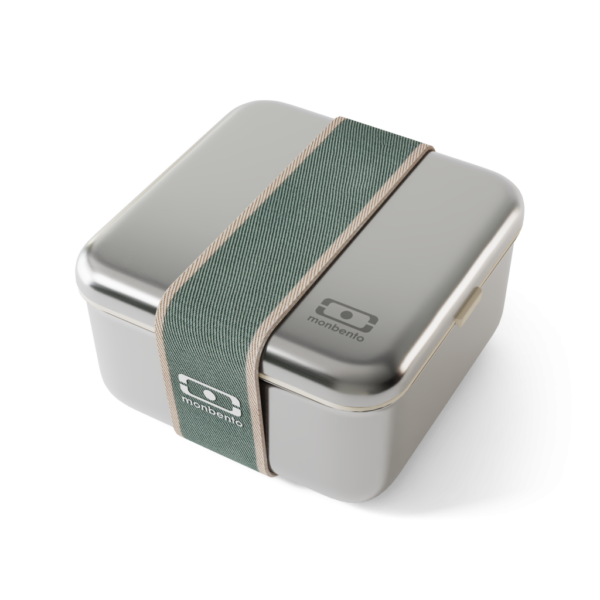 קופסת אוכל מרובעת נירוסטה סוגר ירוק 1 ליטר Monbento I