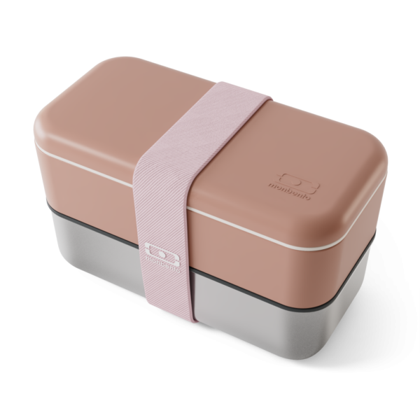 קופסת אוכל כפולה מנירוסטה ורודה 1.2 ליטר Monbento I