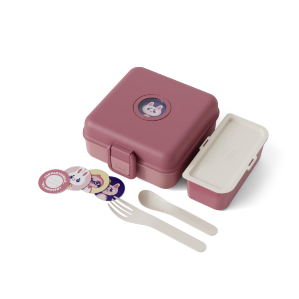 קופסת חטיפים לילדים מרובעת ורודה 850 מ"ל Monbento I