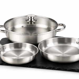 סט מחבתות 24+30 נירוסטה+ סוטאז 32 ROSO Silver ס"מ