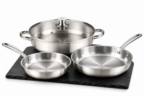 סט מחבתות 24+30 נירוסטה+ סוטאז 32 ROSO Silver ס"מ